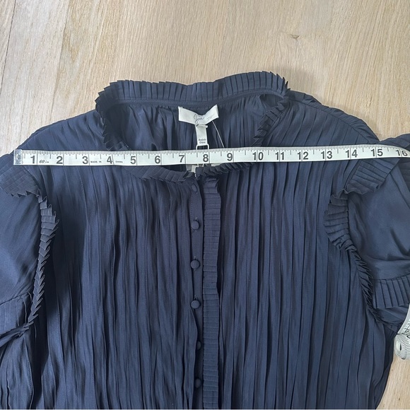 Joie Jazelle Pleated Ruffle Flounce Dress Navy, Size 4 - Picture 15 of 17